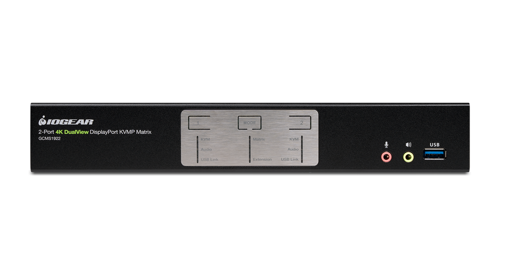 IOGEAR GCMS1922 — 2-Port 4K Dual-View DisplayPort Matrix KVMP (TAA)