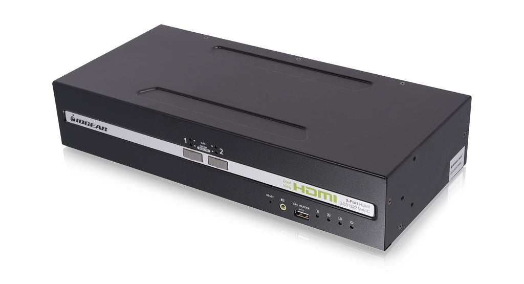 IOGEAR GCS1322TAA4C — 2‑Port Dual‑View HDMI Secure KVM Switch with CAC & Audio (TAA Compliant)