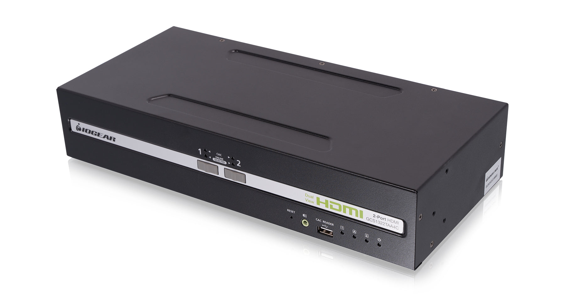 IOGEAR GCS1322TAA4C — 2‑Port Dual‑View HDMI Secure KVM Switch with CAC & Audio (TAA Compliant)