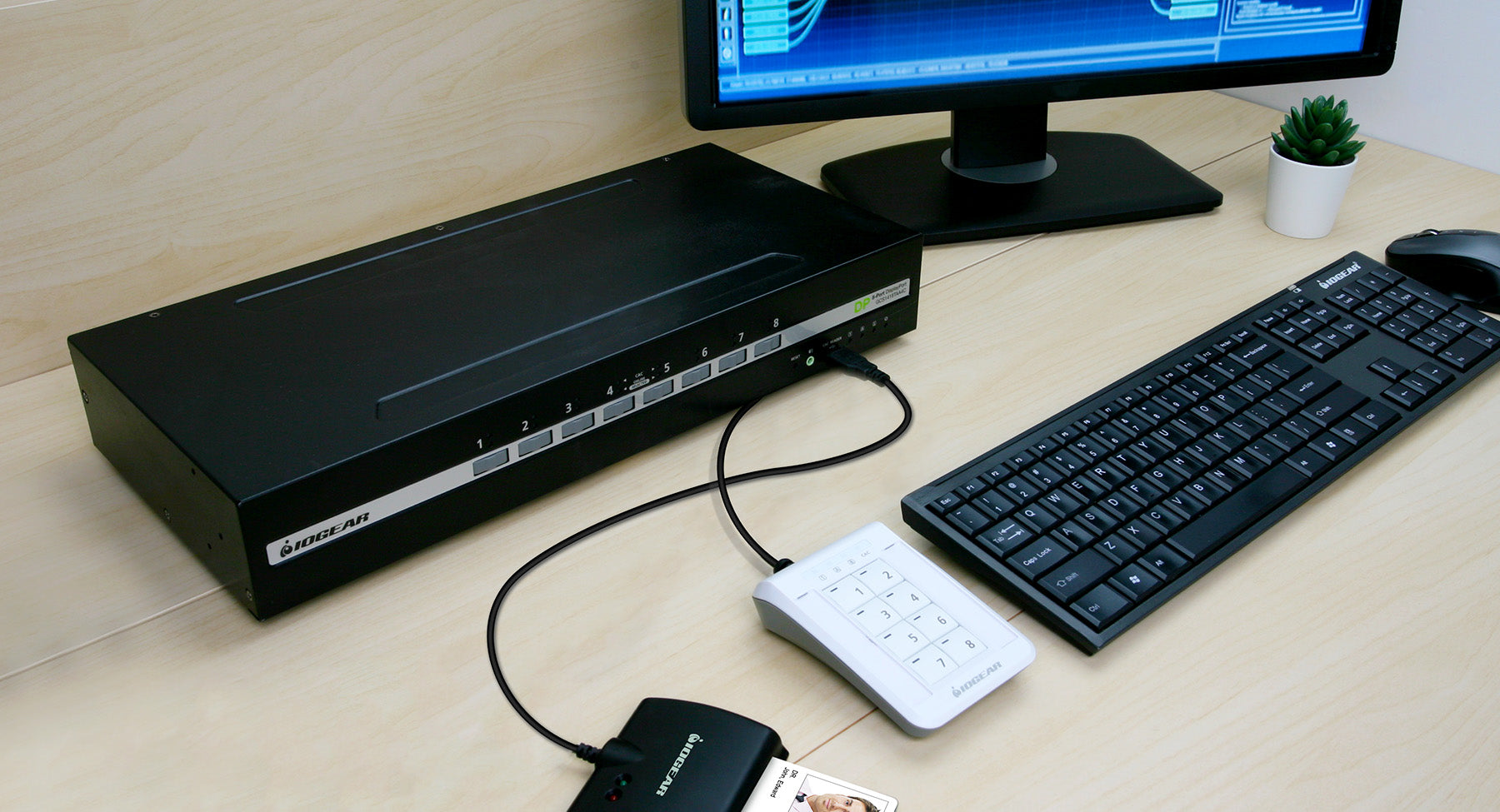 IOGEAR GCS1428TAA4C — 8‑Port Dual‑View HDMI Secure KVM Switch with CAC & Audio (TAA Compliant)