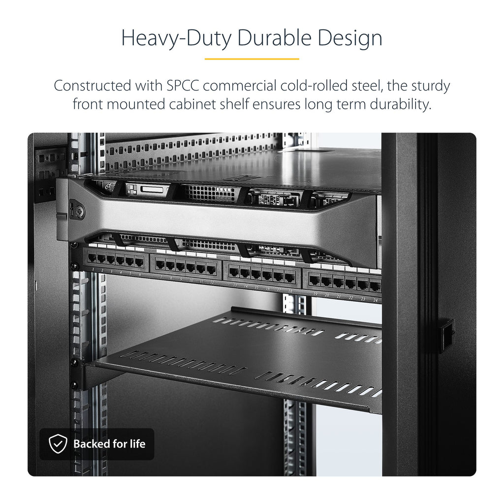 StarTech CABSHELF116V — 1U 16" Deep Vented Rack Shelf (Steel, 19" Rackmount)