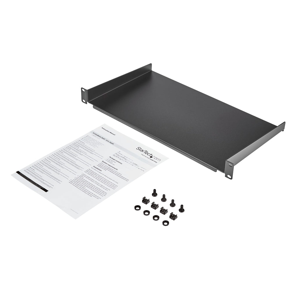 StarTech CABSHELF1U10 — 1U 10" Deep Fixed Rack Shelf (Solid Steel, 19" Rackmount)