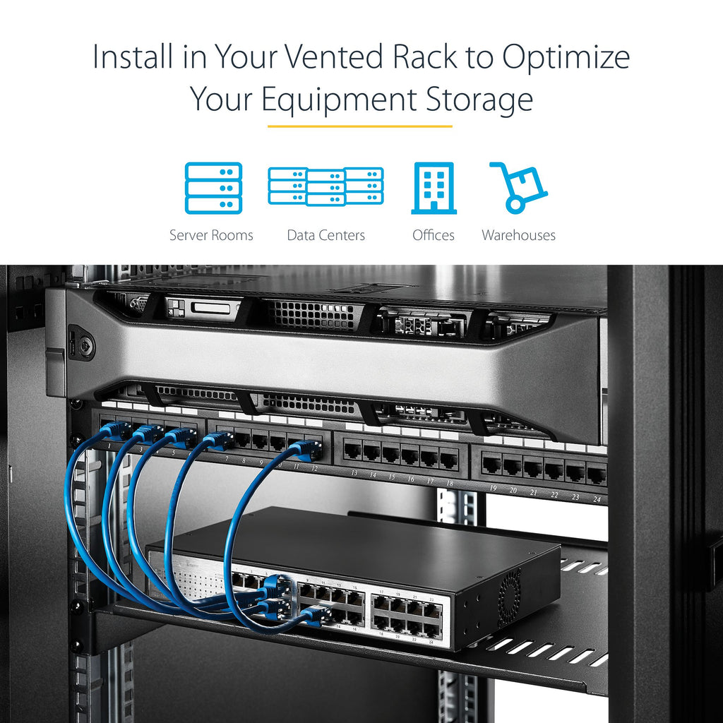 StarTech CABSHELFV1U — 1U Vented Rack Shelf (Steel, 19" Rackmount)