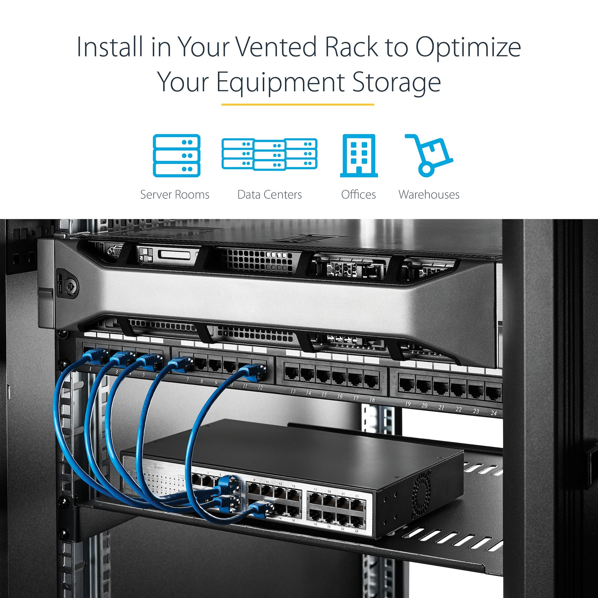 StarTech CABSHELFV1U — 1U Vented Rack Shelf (Steel, 19" Rackmount)