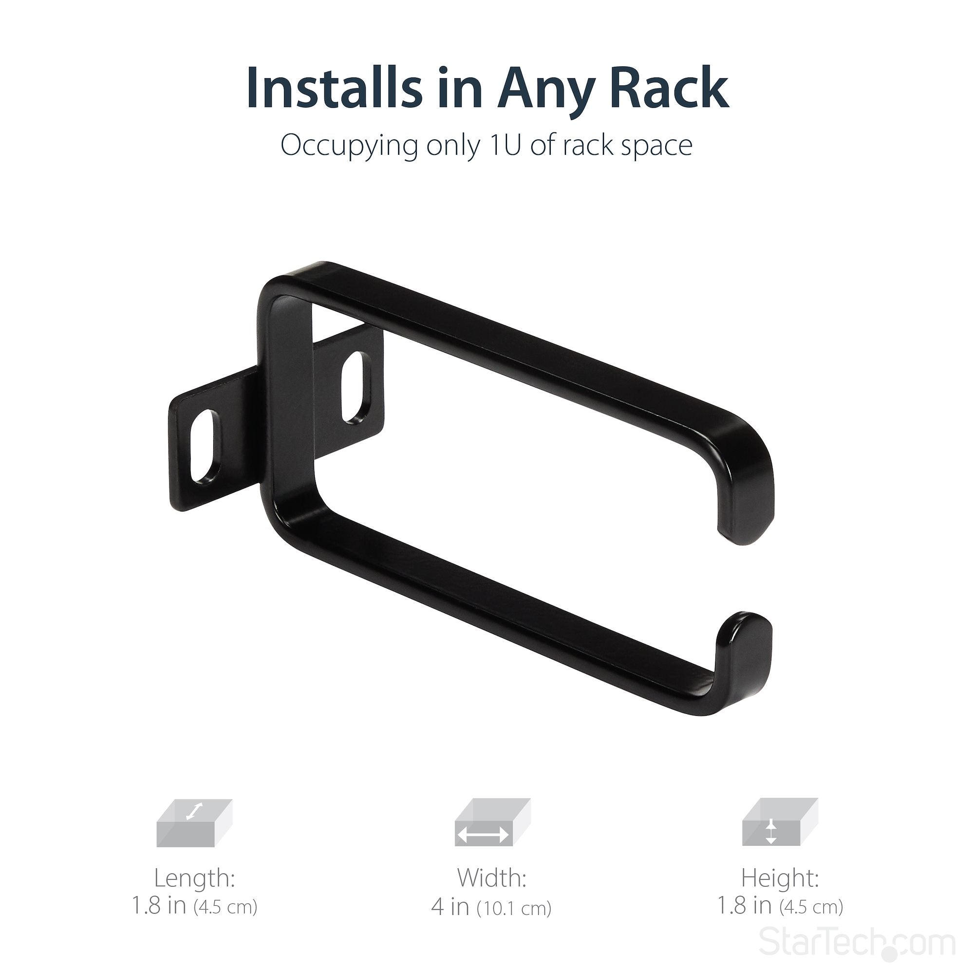 StarTech CMHOOK1UN — 1U Single‑Hook Horizontal Cable Manager (19" Rackmount)