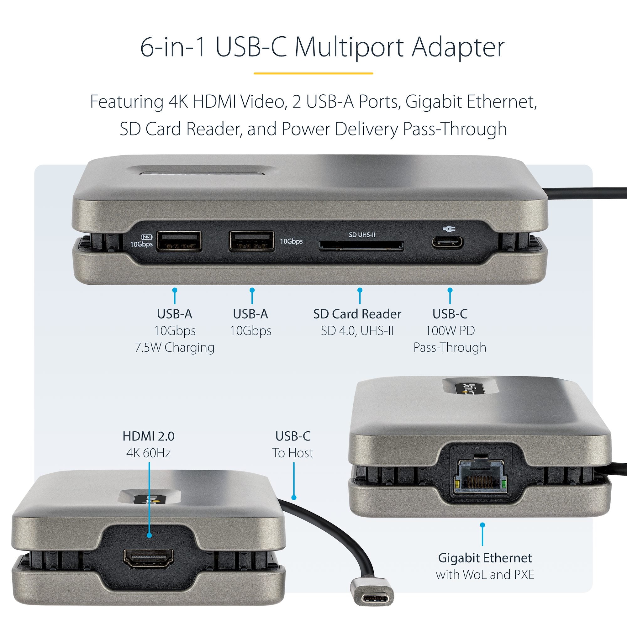 StarTech DKT31CSDHPD3 — USB‑C Triple‑Display Dock (HDMI + SD/microSD, 100W PD, TAA Compliant)