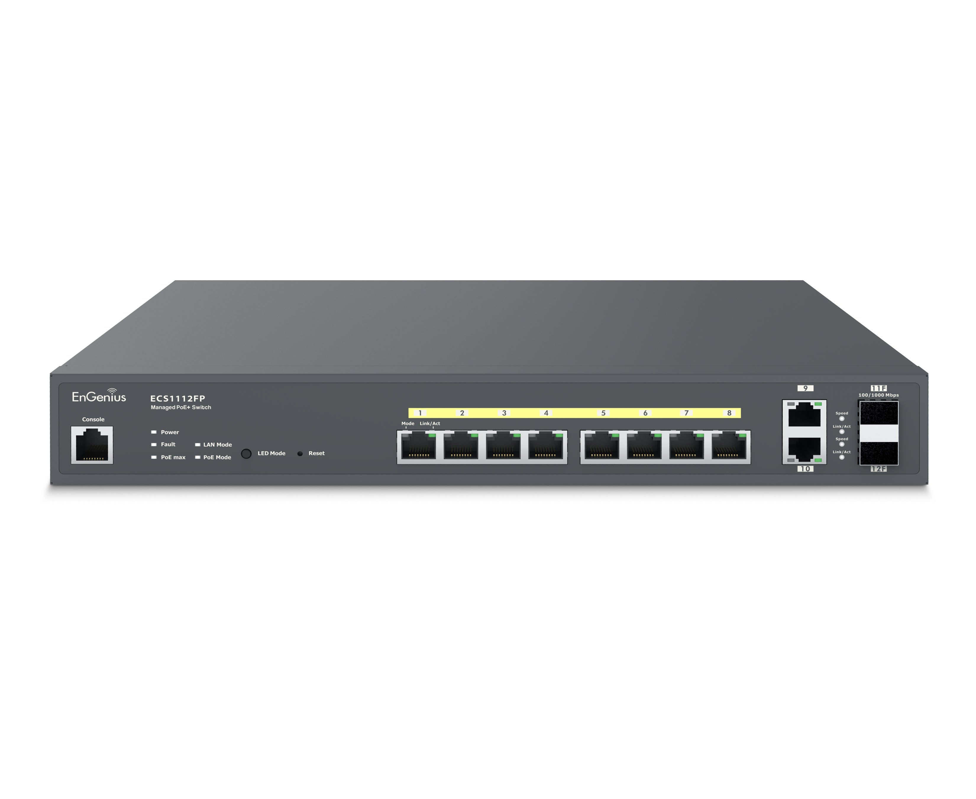 EnGenius ECS1112FP — Cloud‑Managed 8‑Port Gigabit PoE+ Switch (130W, TAA Compliant)