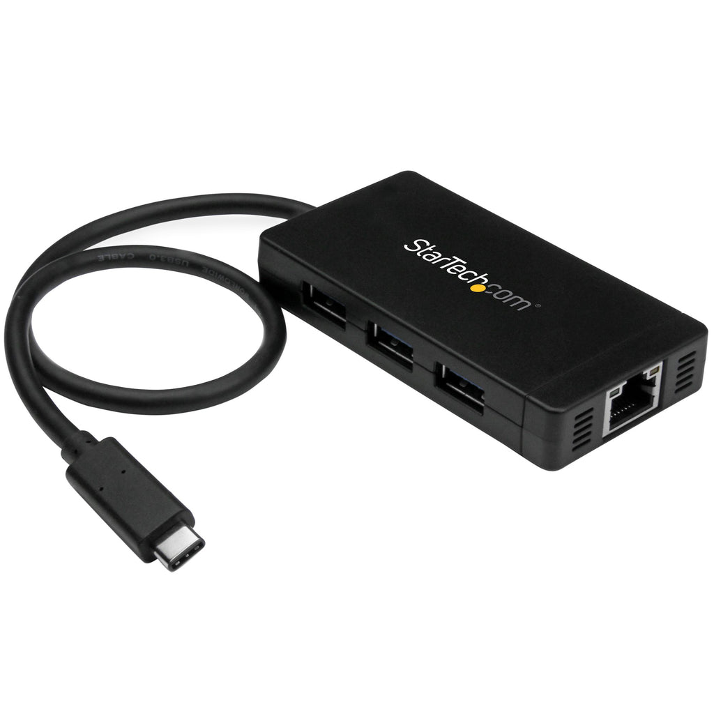 StarTech HB30C3A1GE — USB‑C to USB‑A Hub with Gigabit Ethernet (5Gbps USB 3.0)