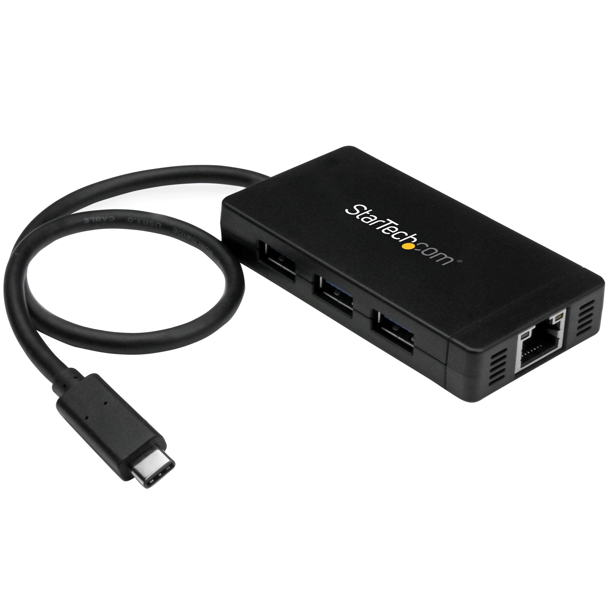 StarTech HB30C3A1GE — USB‑C to USB‑A Hub with Gigabit Ethernet (5Gbps USB 3.0)