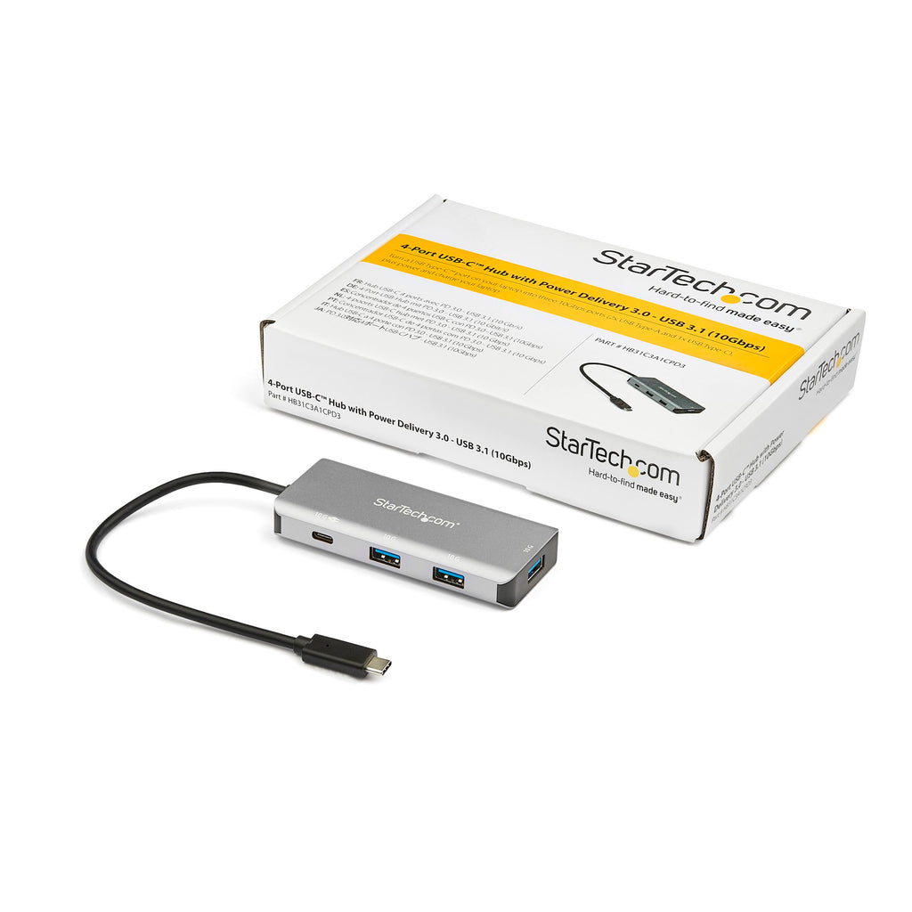 StarTech HB31C3A1CPD3 — USB‑C to USB‑A Hub with 100W Power Delivery (USB 3.2 Gen 1, 5Gbps)