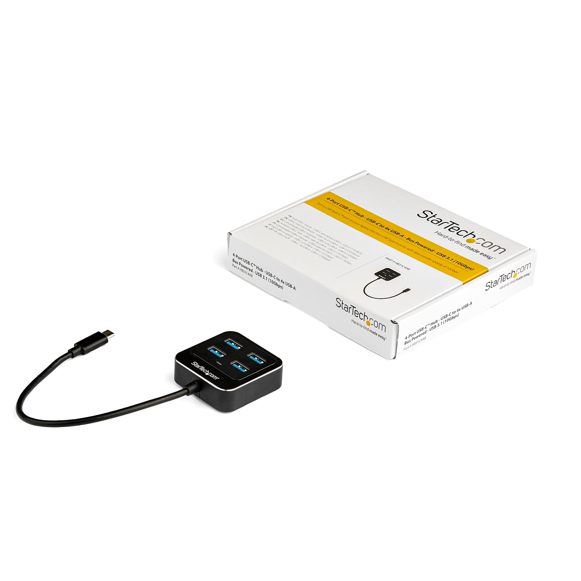 StarTech HB31C4AB — USB‑C to 4‑Port USB‑A Hub (USB 3.2 Gen 1, 5Gbps)