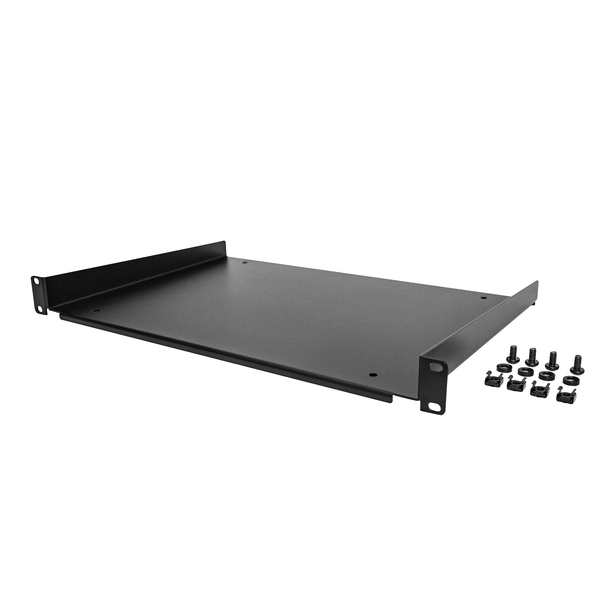 StarTech SHELF‑1U‑12‑FIXED‑S — 1U 12" Deep Fixed Rack Shelf (Steel, Vented, 19" Rackmount)