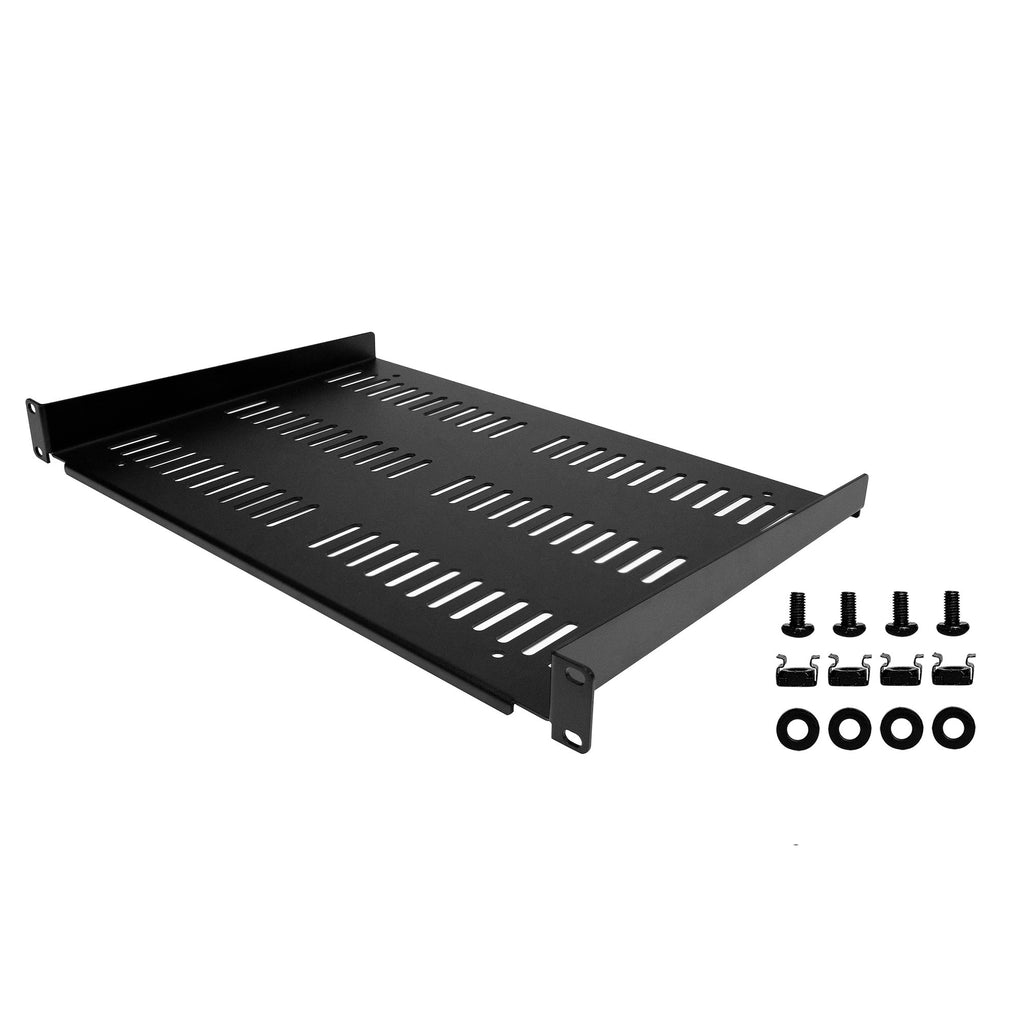 StarTech SHELF‑1U‑12‑FIXED‑V — 1U 12" Deep Vented Rack Shelf (Steel, 19" Rackmount)