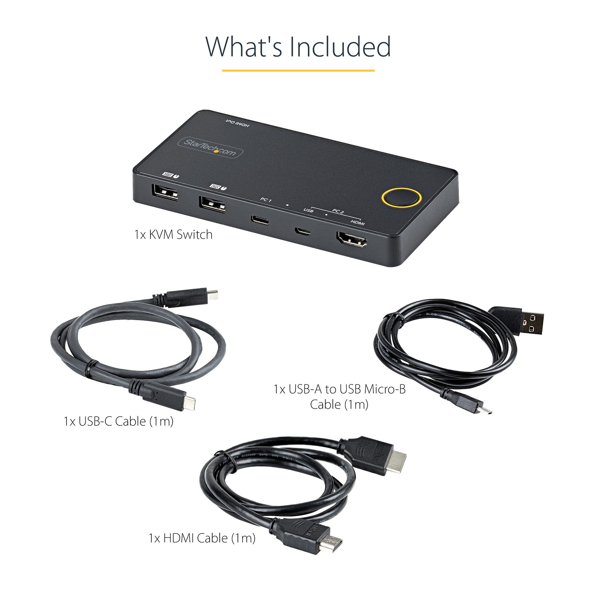 StarTech SV221HUC4K — 2‑Port USB‑C/USB‑A 4K HDMI KVM Switch (60W USB‑C Power Delivery)